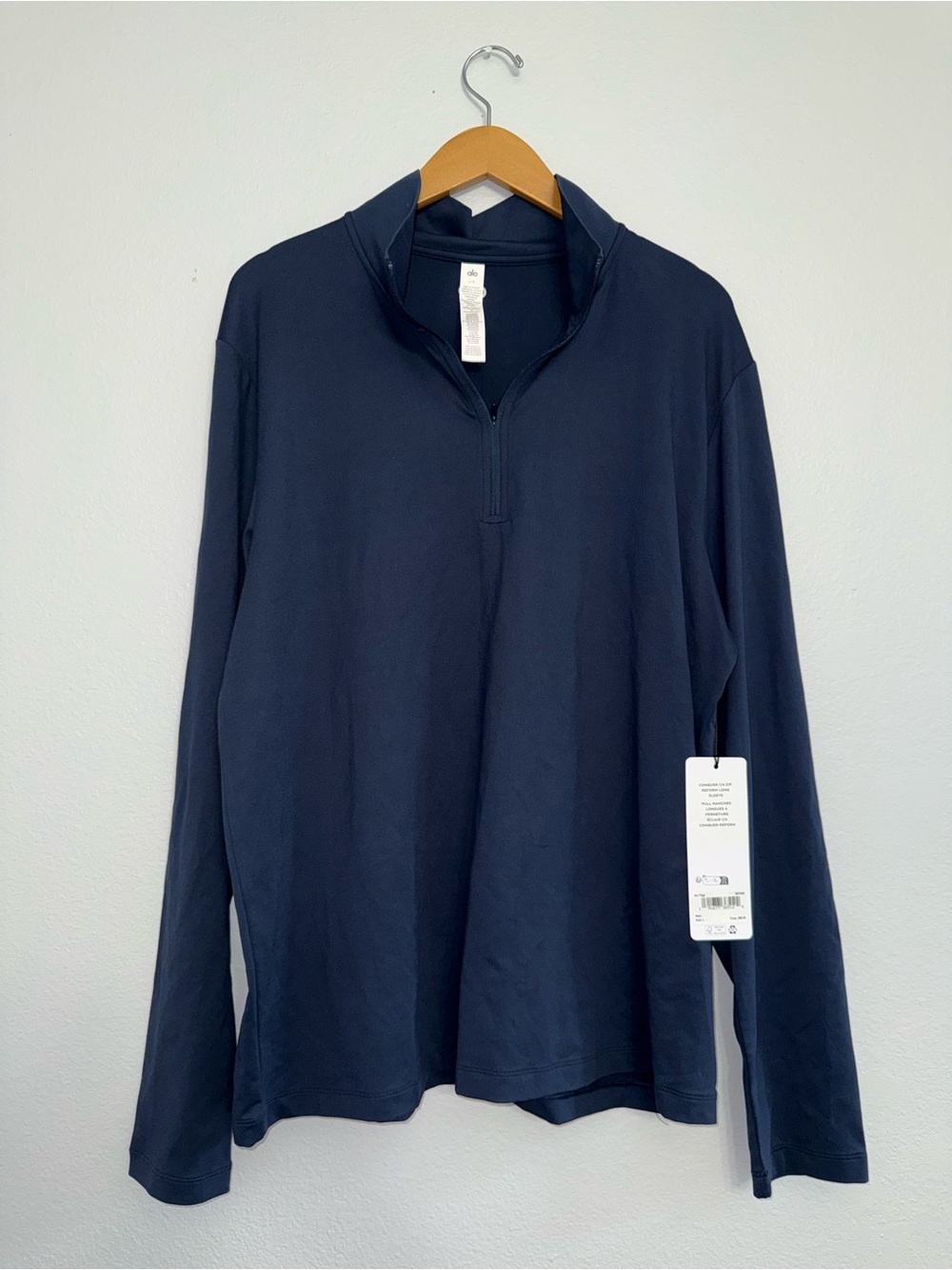 Alo Yoga Conquer 1/4 Zip Reform, Women, Large Blue Performance Long Sleeve